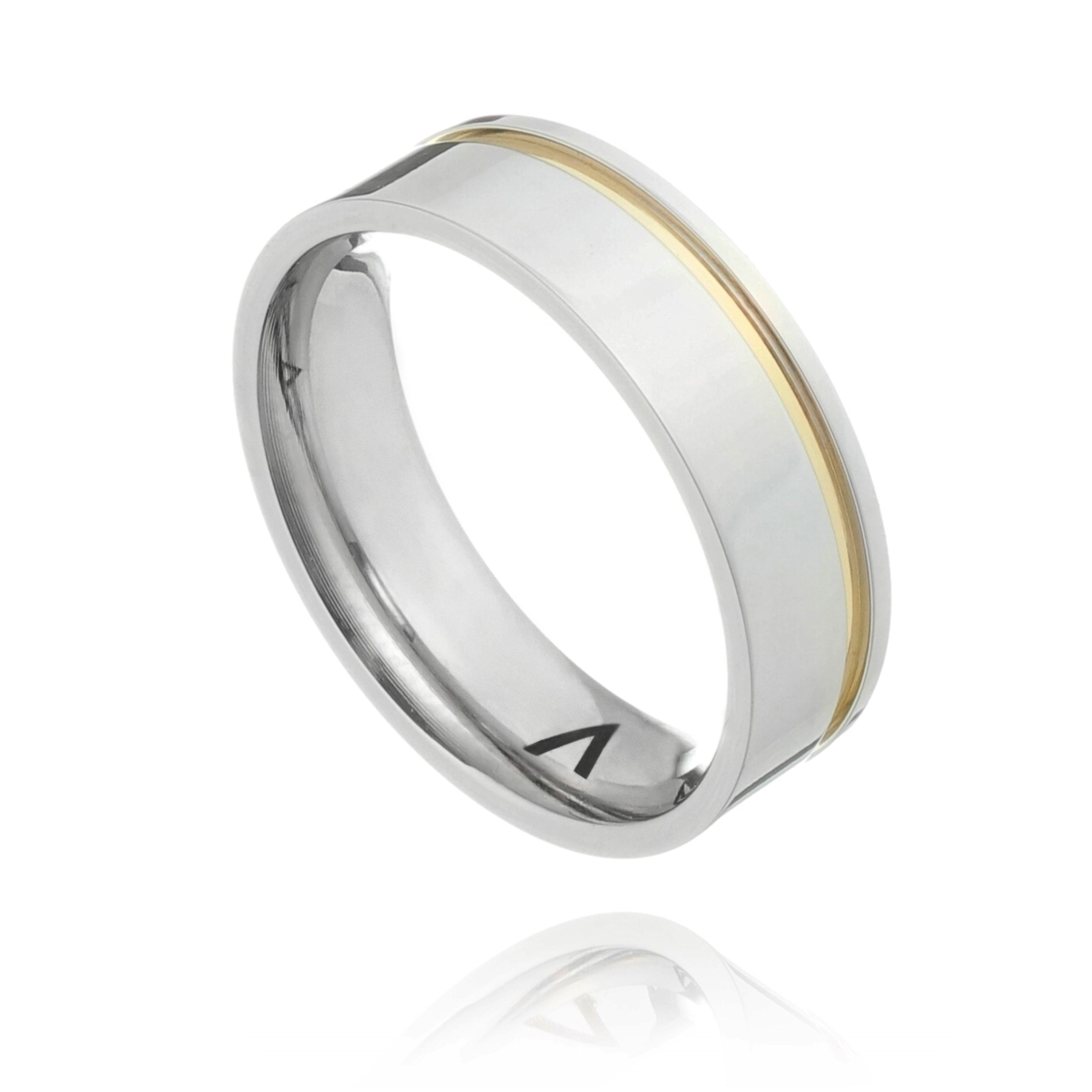 Aliança Basic Reta Com Filete Dourado