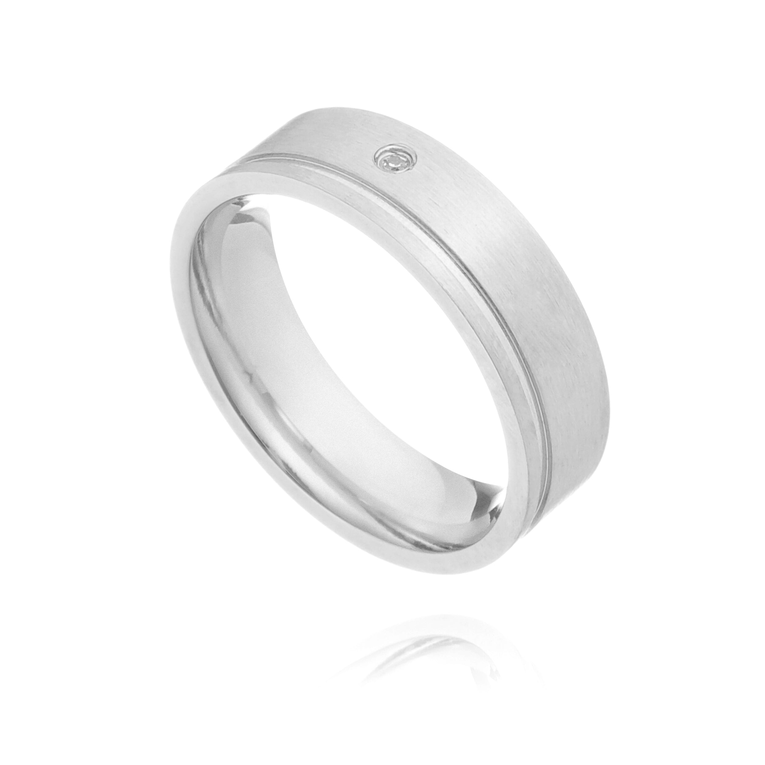 Aliança Basic com Filete e Zirconia