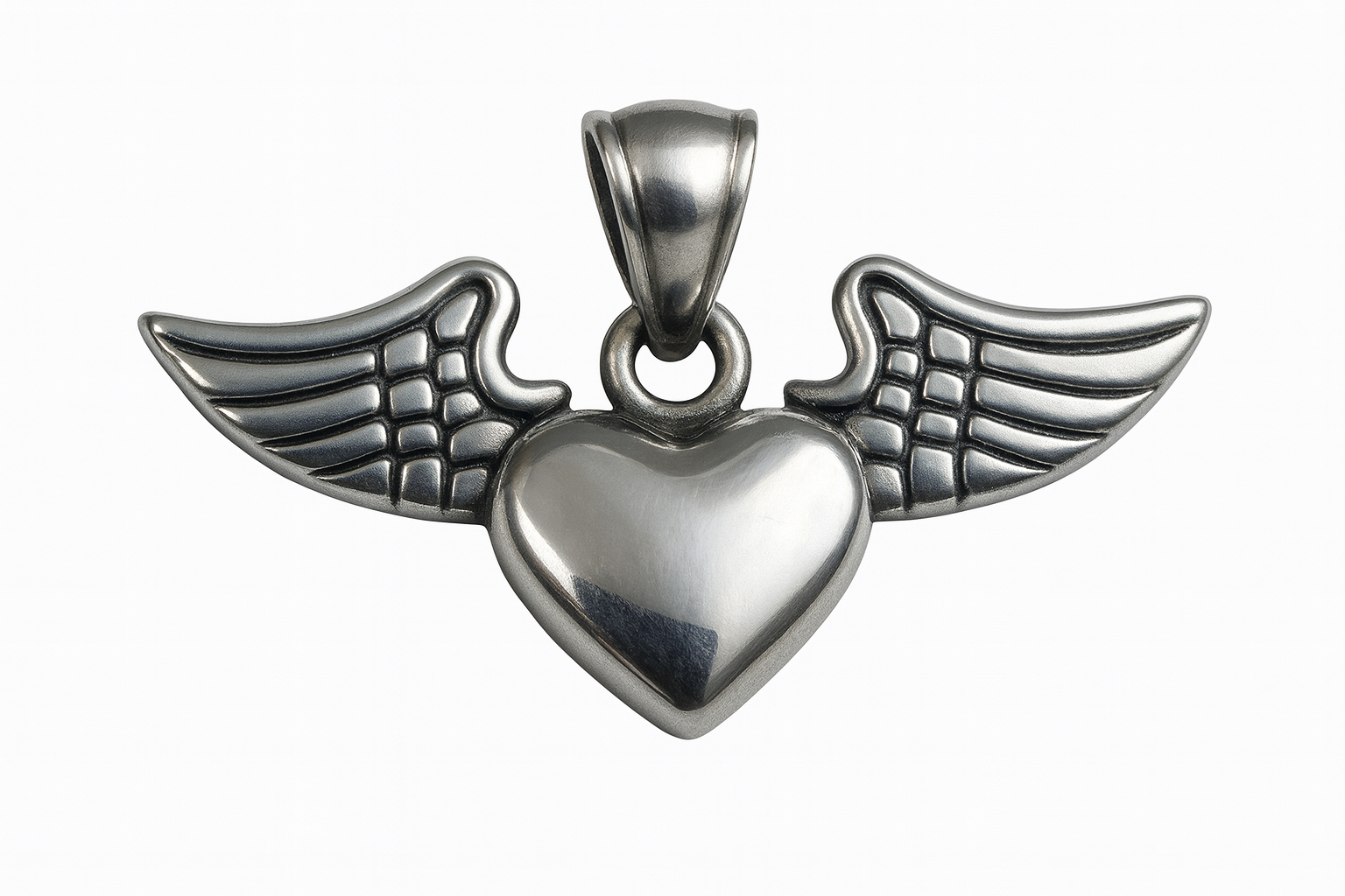 Colgante en Acero Dark Corazón con Alas